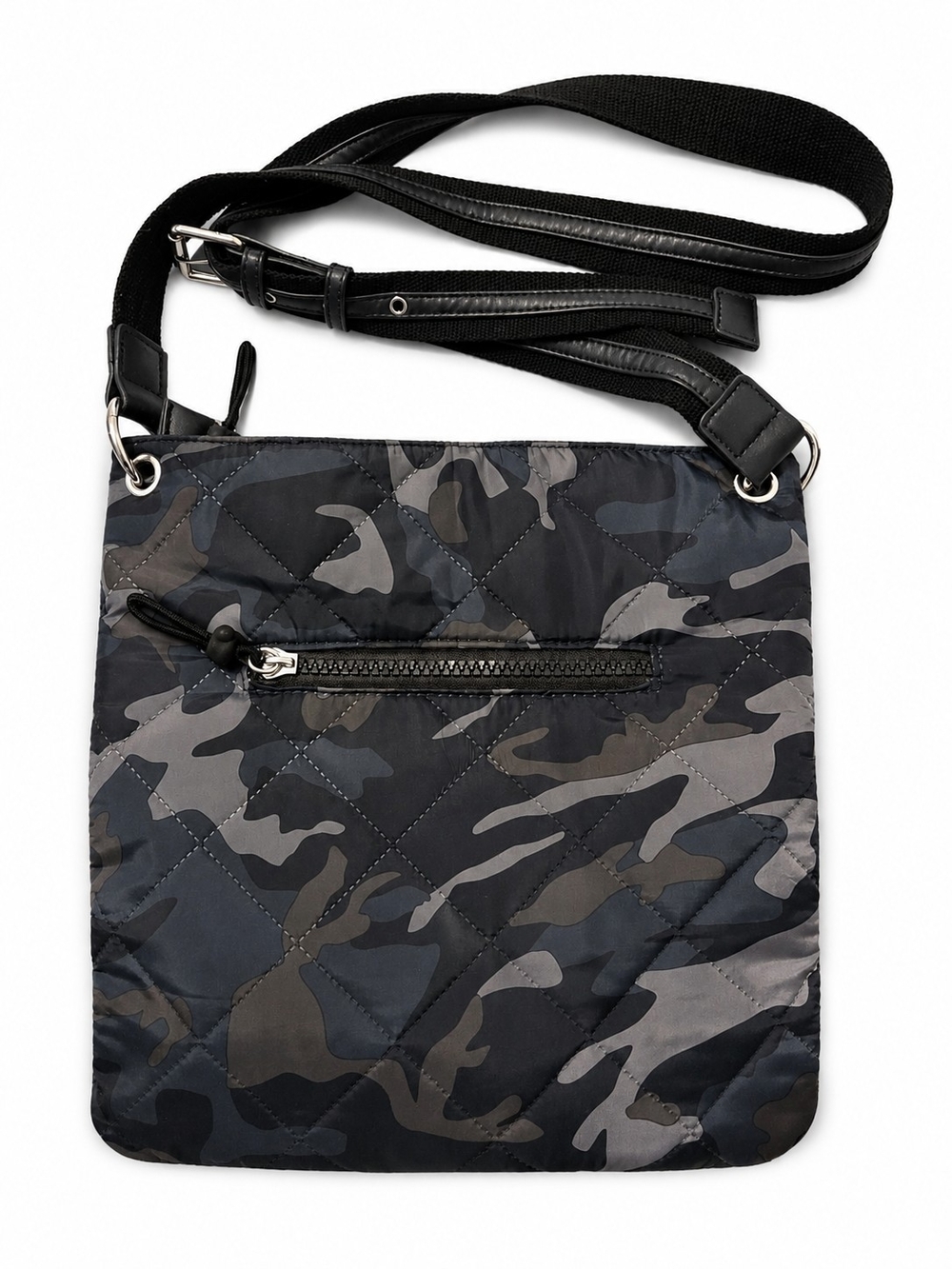 Sondra Roberts Black & Gray Camo Quilted Crossbody Bag